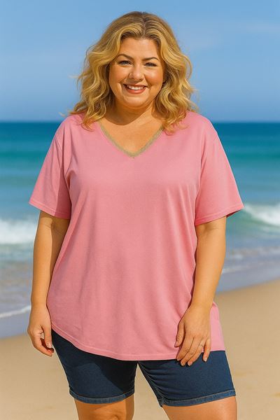 Picture of CURVY GIRL V NECK COTTON T SHIRT